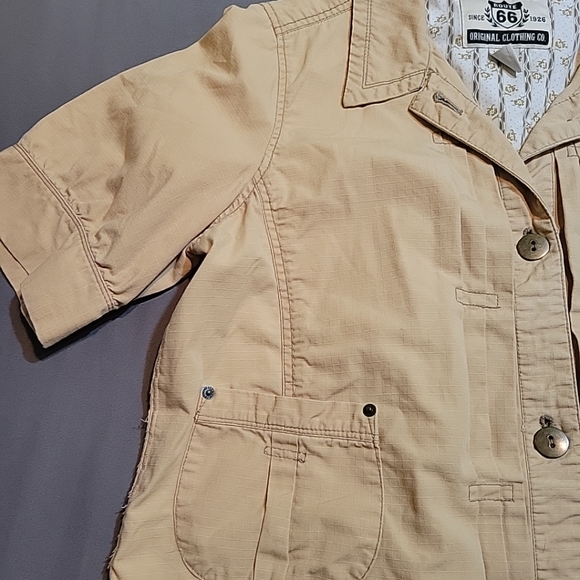 Route 66 Womens XL Ripstop Canvas Lightweight Jacket Short Sleeve Rework Lace - Picture 9 of 9